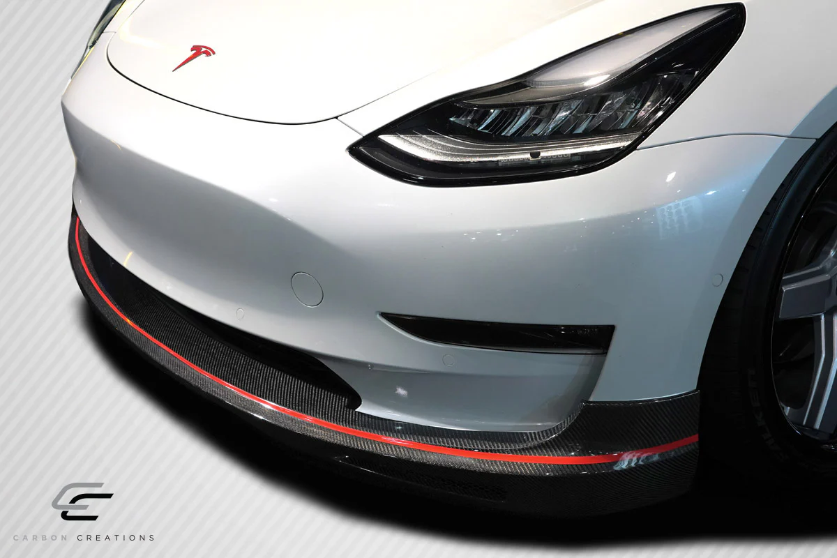 Tesla Model 3 Carbon Creations GT Concept Front Lip Spoiler, 1 Piece, Carbon Fiber, 2017-2023 - Image 4