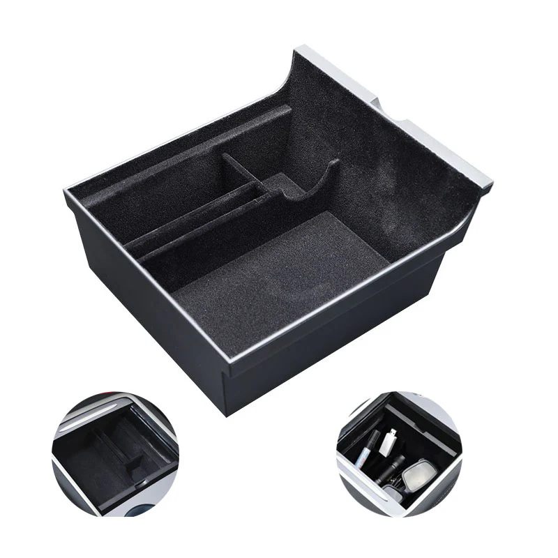 Tesla Model 3, Y, Center Storage Console Tray Organizer with Flocking - Image 5