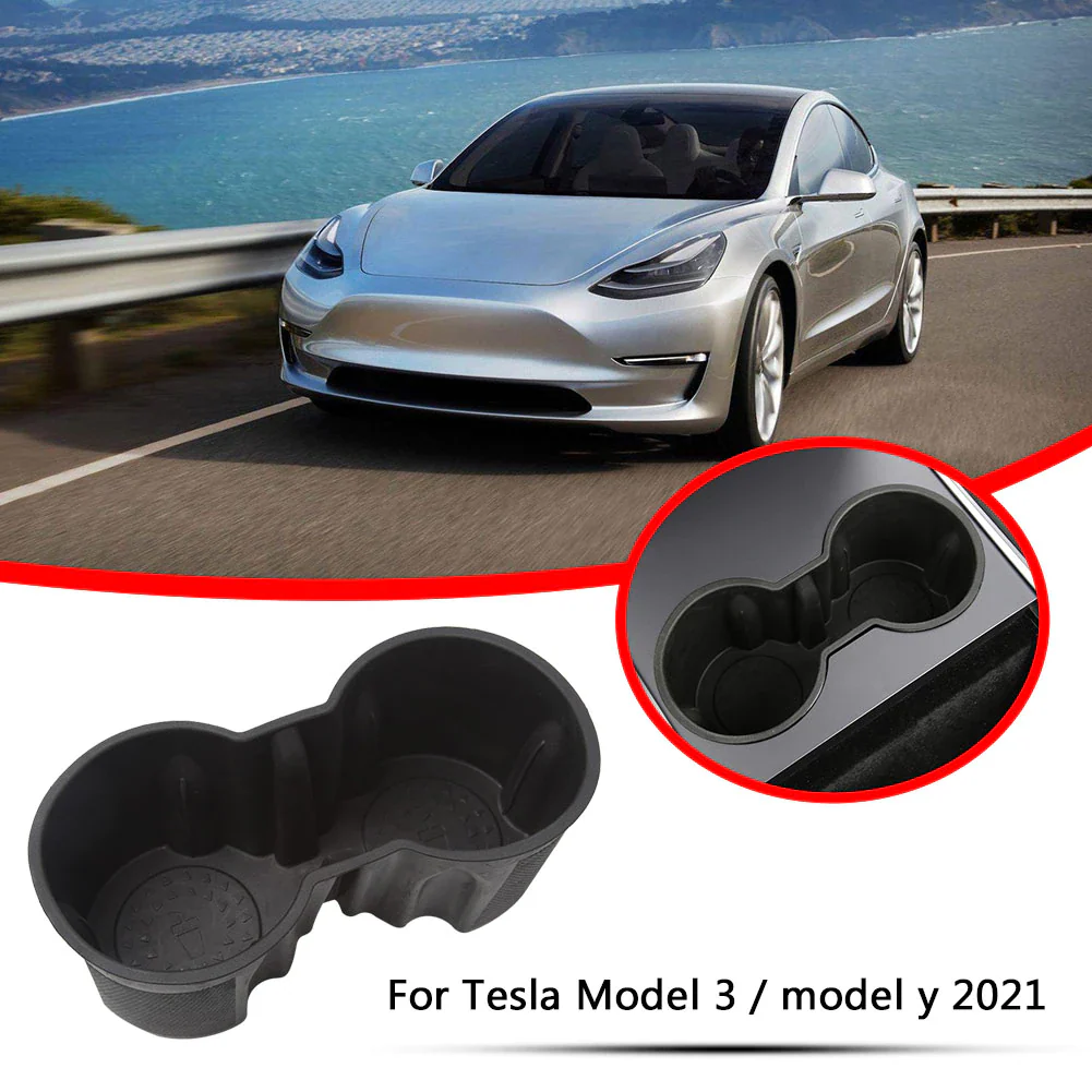 Tesla Model 3, Y, Cup Holder Insert, Drink Stabilizer, Black - Image 2