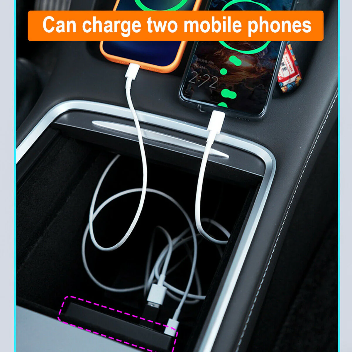 Tesla Model 3, Y, Cybertruck USB Hub 4-in-1 Console Docking Station, Fast Charger - Image 6