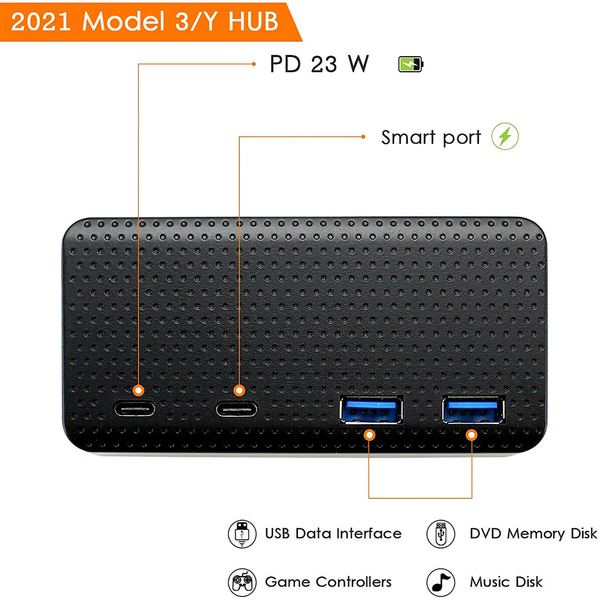 Tesla Model 3, Y, Cybertruck USB Hub 4-in-1 Console Docking Station, Fast Charger - Image 7