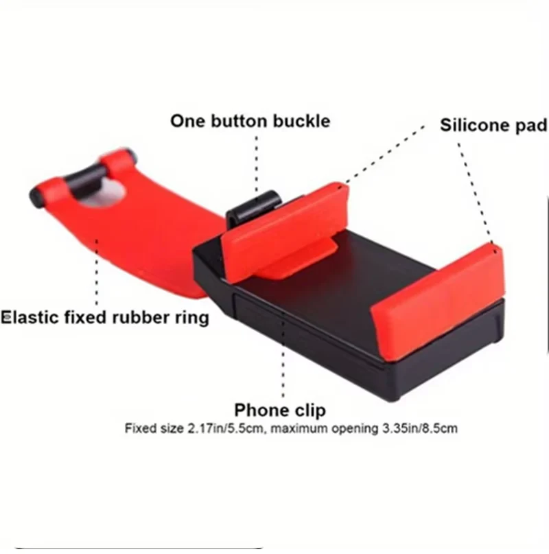 Car Steering Wheel Phone Mount, Black/Red - Image 3
