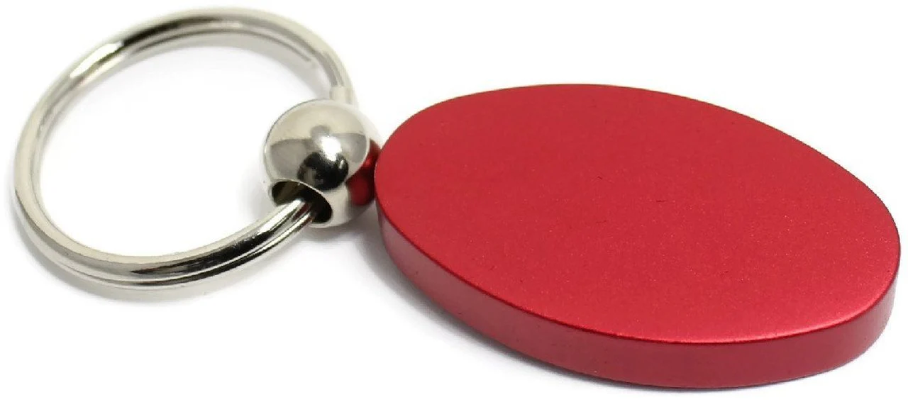 Chevrolet Volt Key Chain Red Aluminum Oval with Logo - Image 2