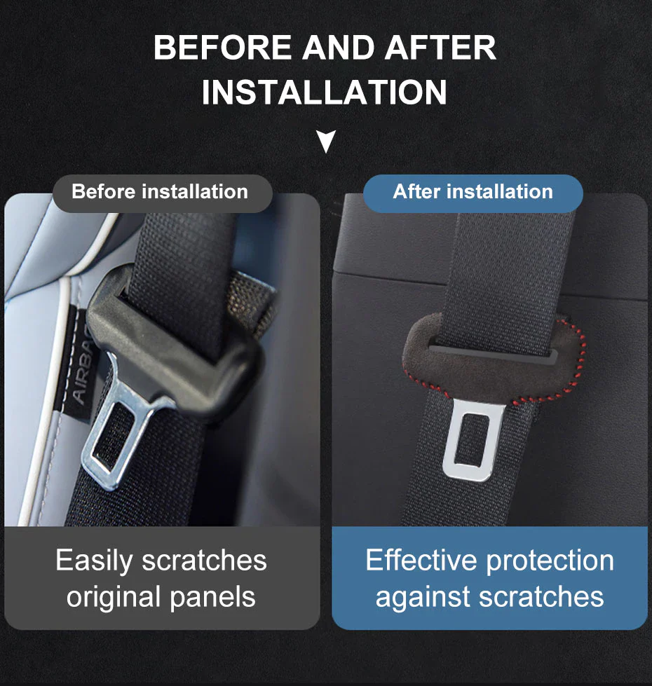 Chevy Bolt EV, EUV Seat Belt Buckle Cover Anti-Scratch Protector, Suede Leather - Image 4