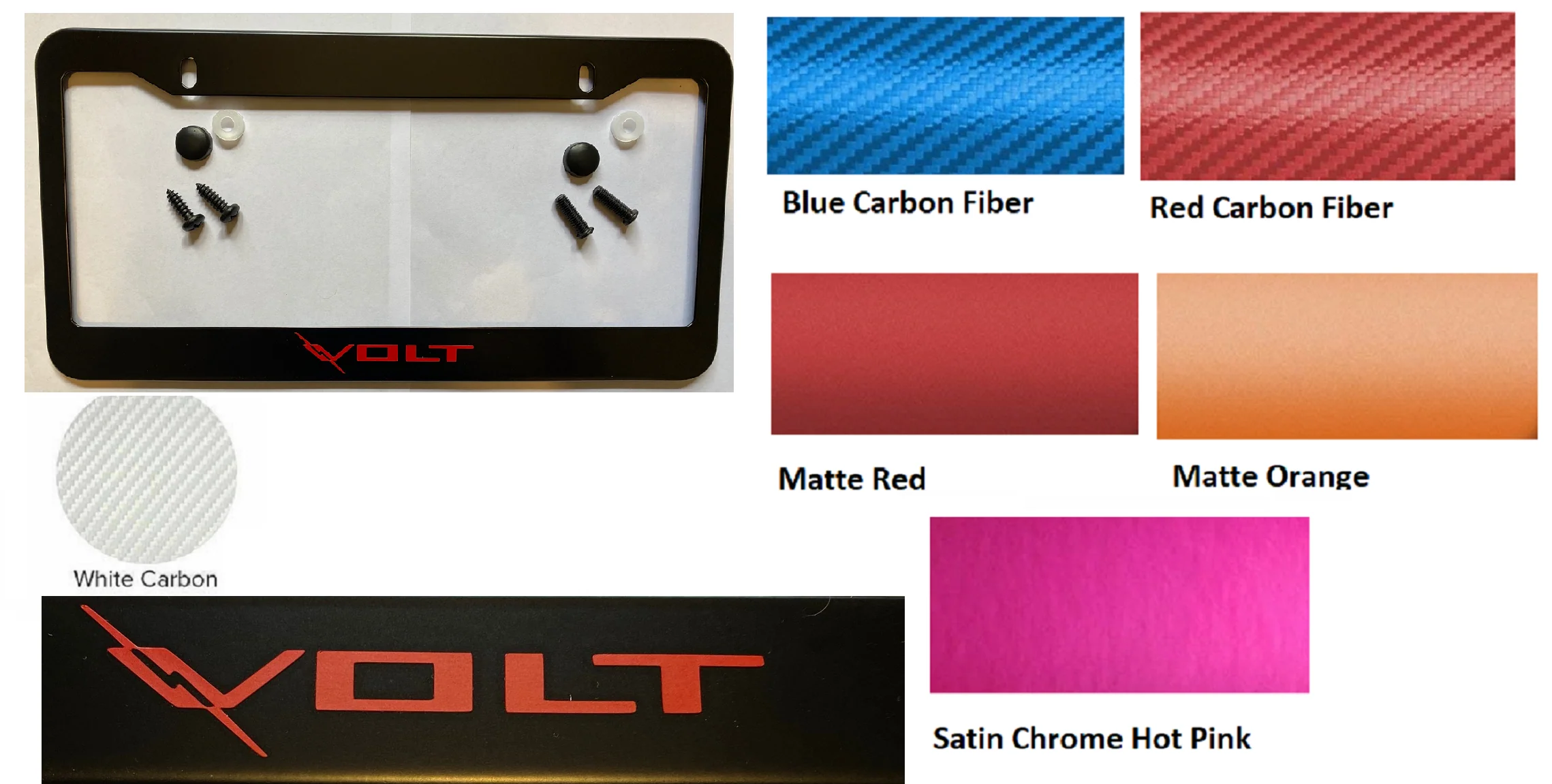 Chevy Volt Black Steel License Plate Frame W/ Logo, 2011-2019