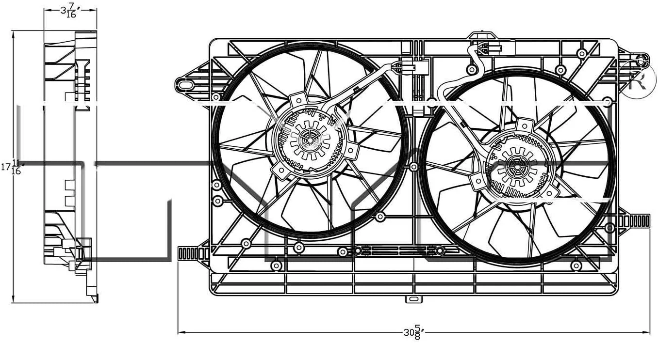 Chevy Volt Dual Radiator and Condenser Fan Assembly, 2011-2015 - Image 4