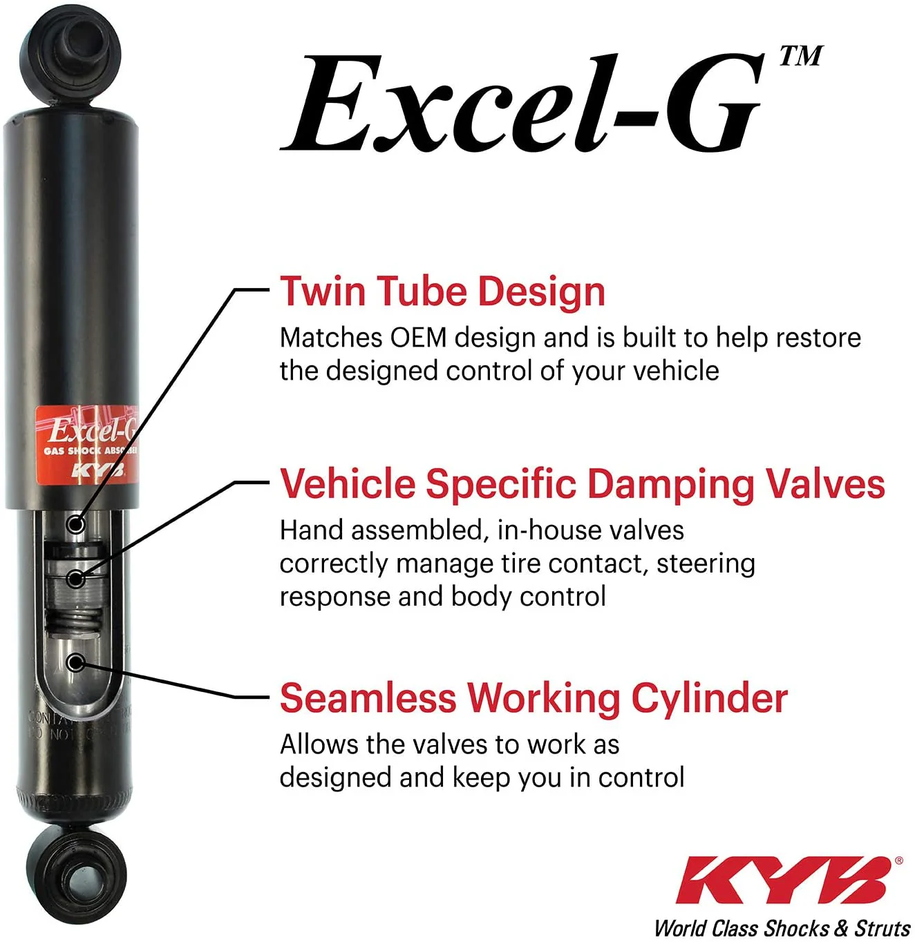 Chevy Volt Rear KYB Excel-G Gas Shock, 2011-2015 - Image 2