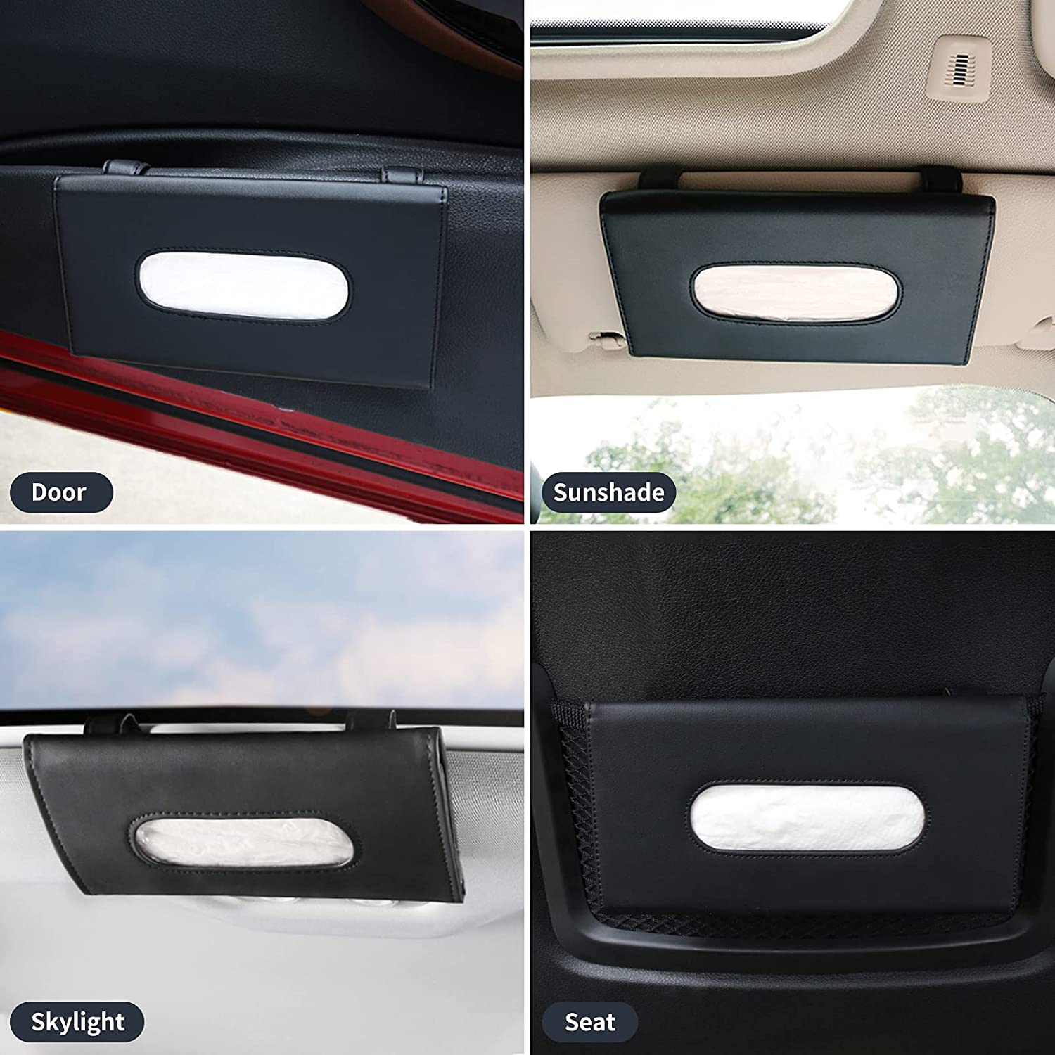 Chevy Volt Sun Visor Tissue Storage Box, PU Leather, Black, 2012-2019 - Image 5