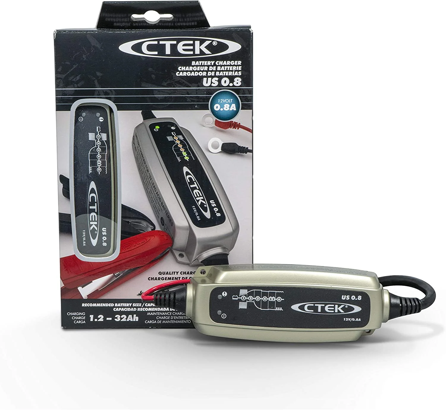CTEK US 0.8 12 Volt Fully Automatic 6 Step Battery Charger, Black - Image 4