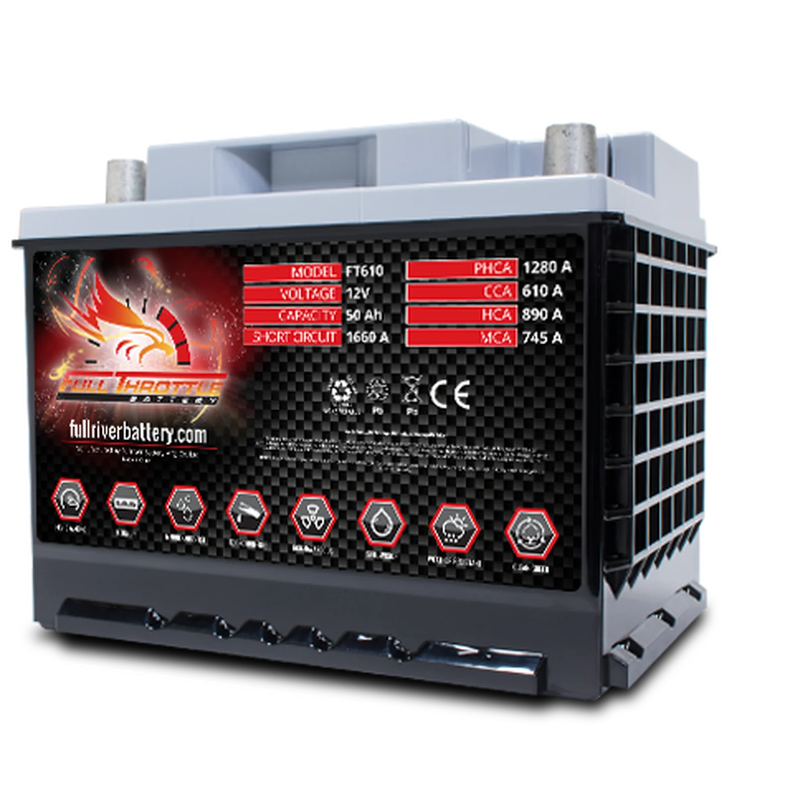 Fiat 500E 12 Volt Battery, Full Throttle FT610-47, 2013-2019