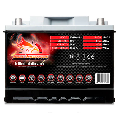 Fiat 500E 12 Volt Battery, Full Throttle FT610-47, 2013-2019 - Image 2