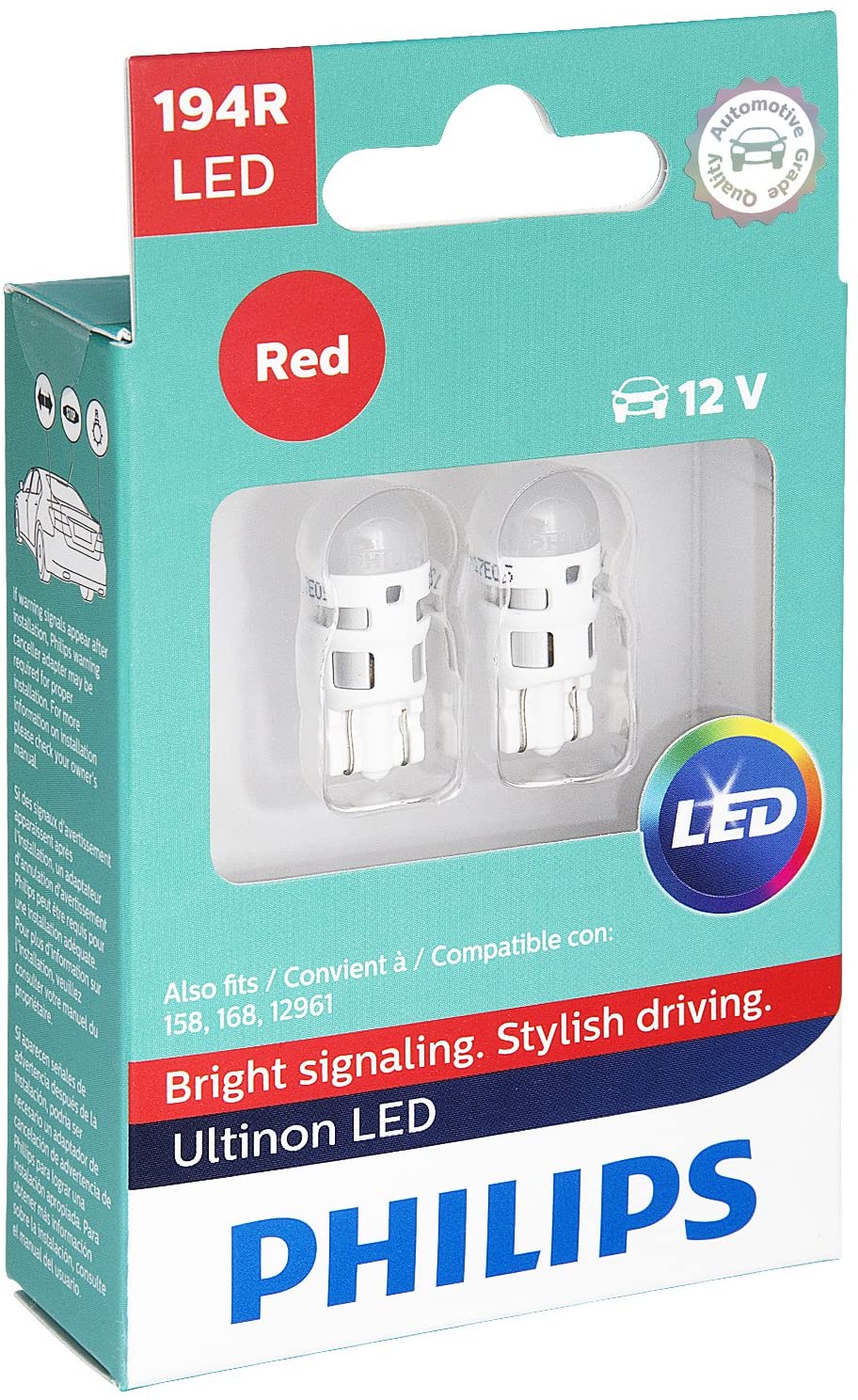 Fiat 500E LED License Light Bulbs, Red, Pair, 2009-2019
