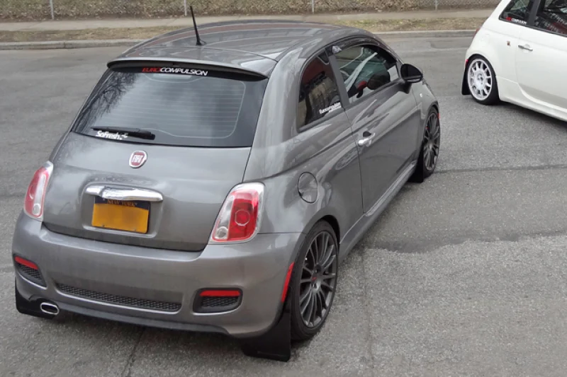 Fiat 500E Mud Flap Set, Rally Armor, Black W/ Gray Logo, 2012-2019 - Image 2