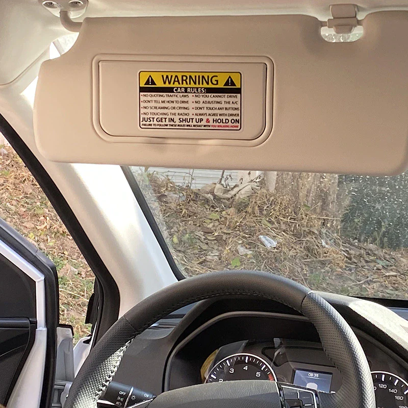Funny Sun Visor Safety Warning Rules Decals, Pair - Image 3