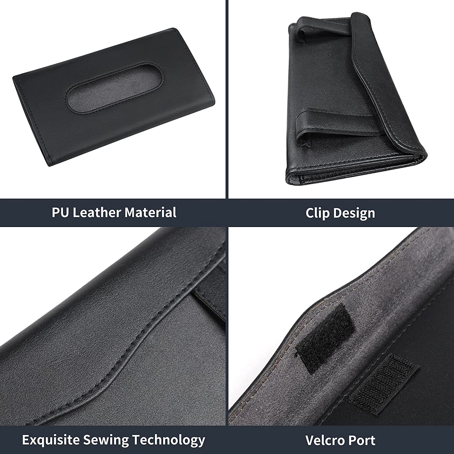 Jaguar I-Pace Sun Visor Tissue Storage Box, PU Leather, Black, 2019-2024 - Image 2