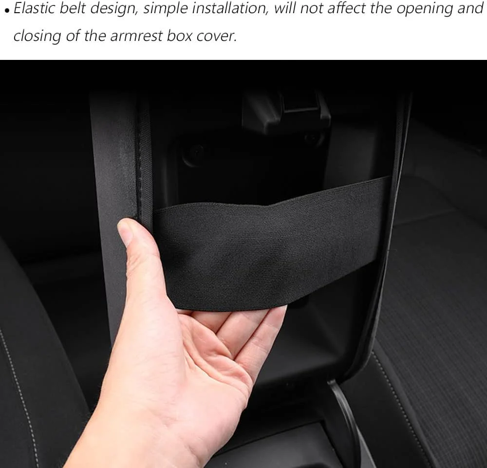 Mustang Mach-E PU Leather Padded Diamond Pattern Center Console Cushion Armrest Cover, Black - Image 3
