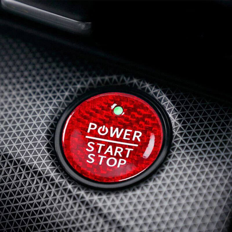 Mustang Mach-E Red Carbon Fiber Push Start Stop Button Cover, 2021-2024 - Image 2