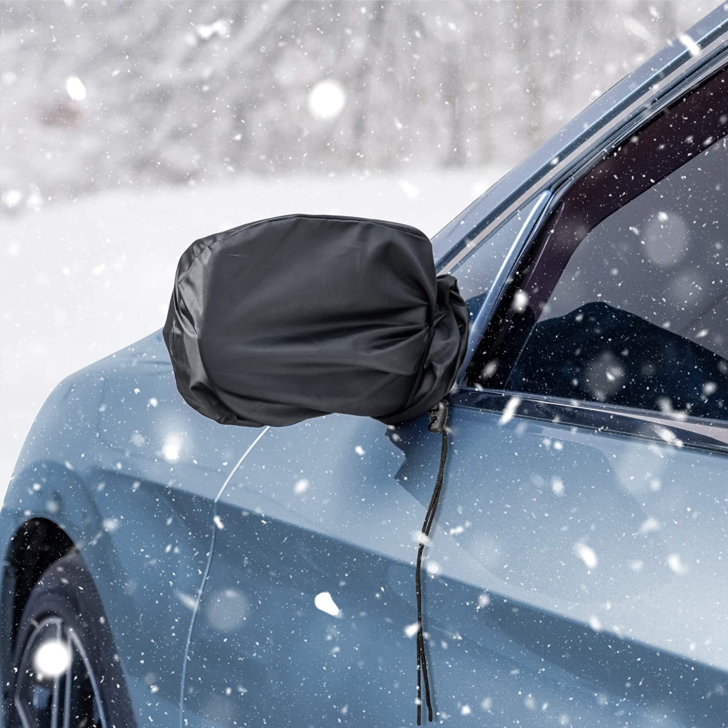 Mustang Mach-E Side Mirror Snow Covers, With Carry Pouch, Black, 2021-2024 - Image 2