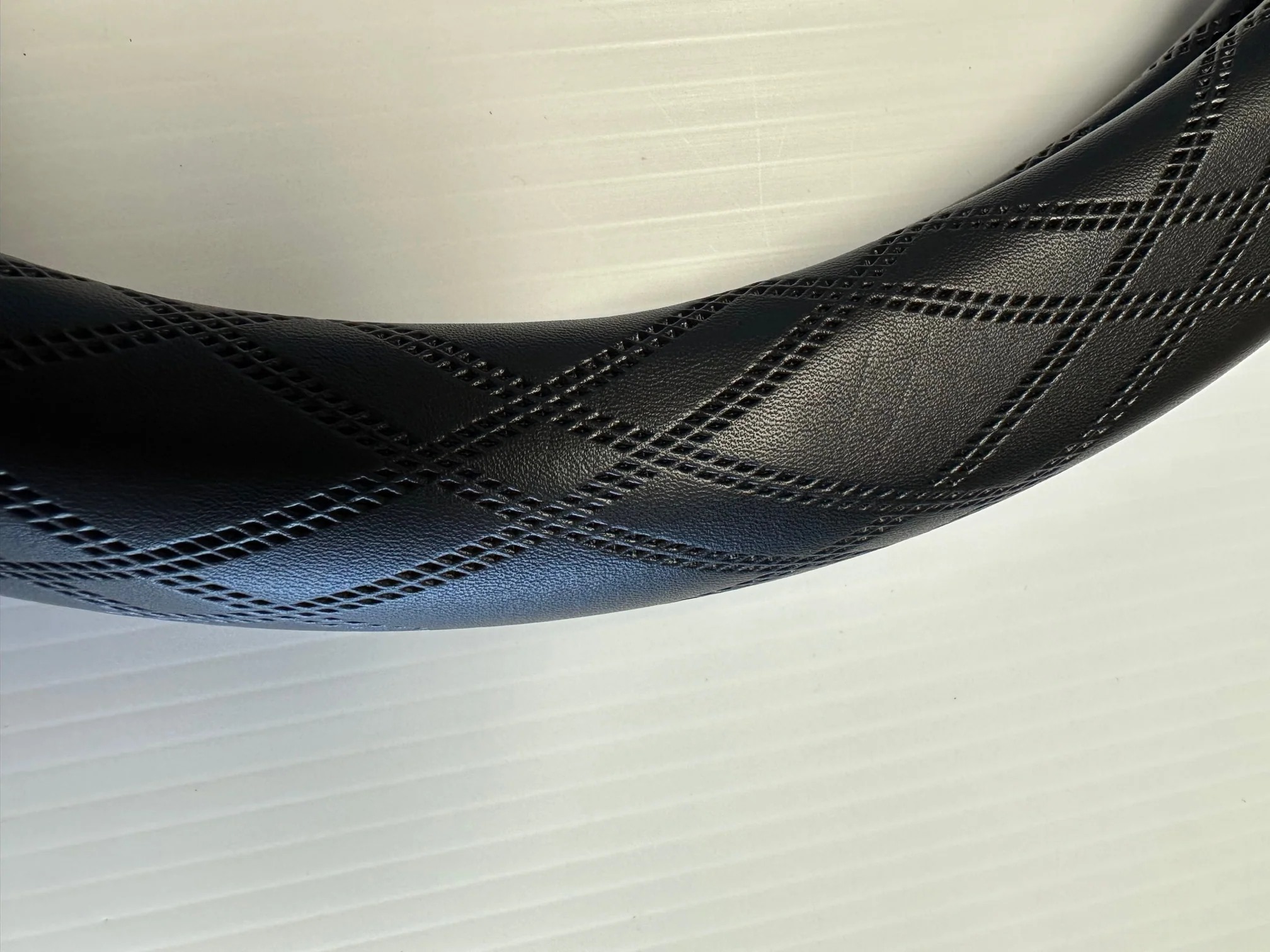 Mustang Mach-E Steering Wheel Cover, Leather, Carbon Fiber, with Logo, 2021-2025 - Image 3