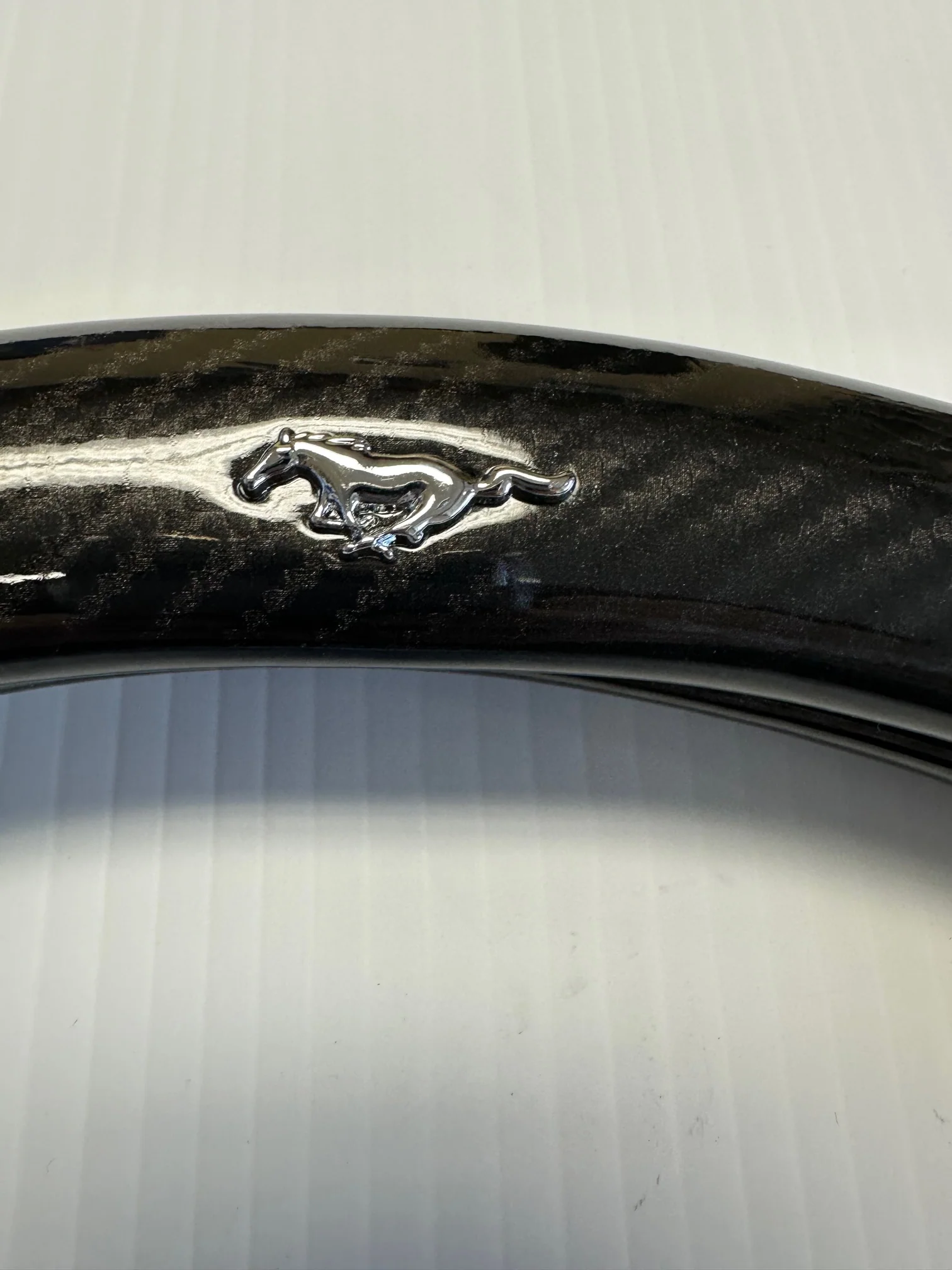 Mustang Mach-E Steering Wheel Cover, Leather, Carbon Fiber, with Logo, 2021-2025 - Image 4