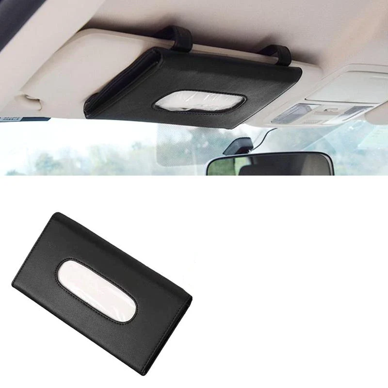 Mustang Mach-E Sun Visor Tissue Storage Box, PU Leather, Black, 2021-2024 - Image 3