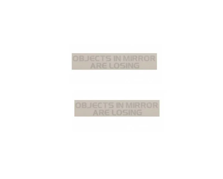 Nissan Leaf Outside Rear View Mirror Decal 4" "Objects In Mirror Are Losing" X2 - Image 2