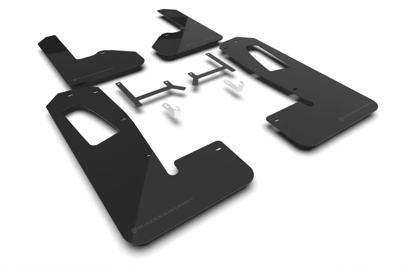 Mud Flap Set, Rally Armor Black W/ Metallic Black Logo for Rivian R1S, 2022-2025