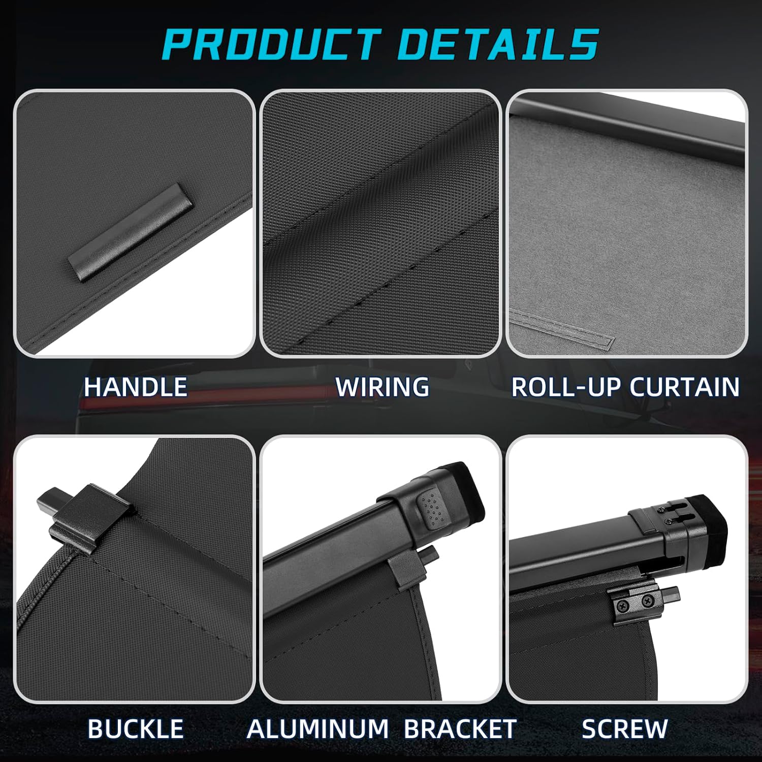 Retractable Cargo Cover Screen Luggage Shield Shade for Rivian R1S, 2022-2025 - Image 5