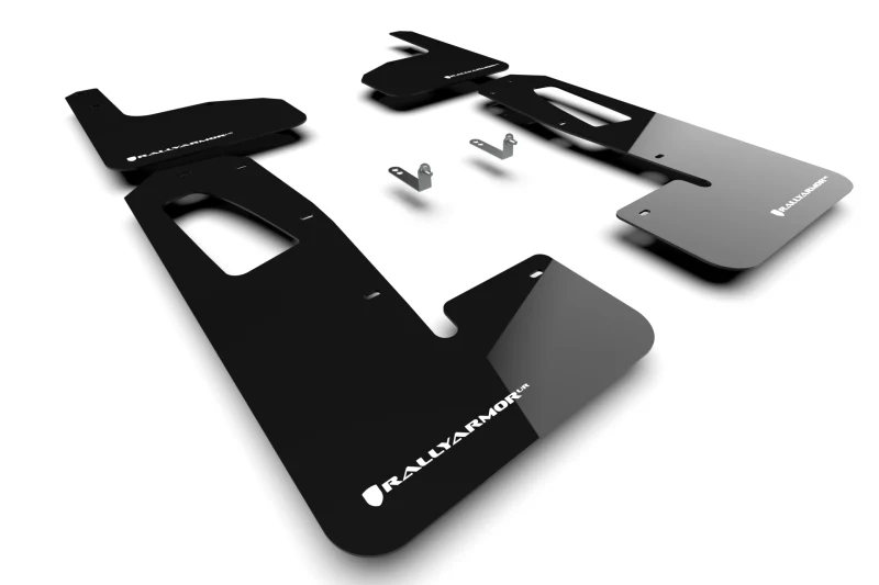 Mud Flap Set, Rally Armor Black W/ White Logo for Rivian R1T, 2022-2025