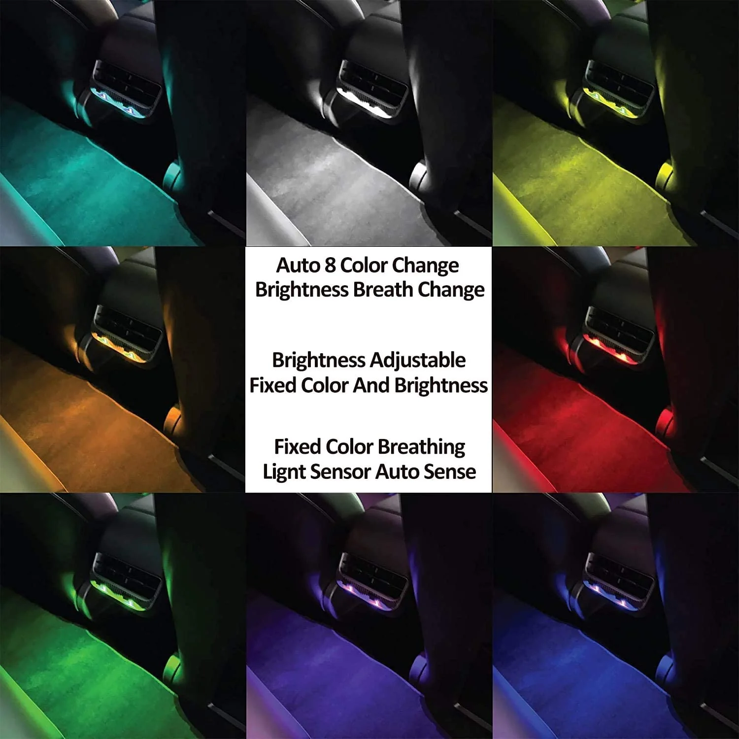 Tesla Model 3, Y Back Seat LED Lighting, USB-C, 8 Colors, Adjustable, 2020-2024 - Image 2