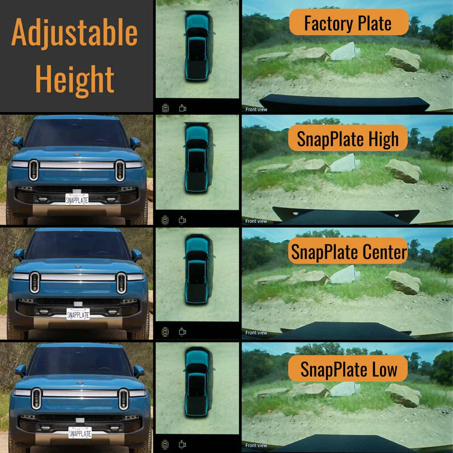 SNAPPLATE Front License Plate Mount, Removable for Rivian R1T & R1S, 2025-2026 - Image 3