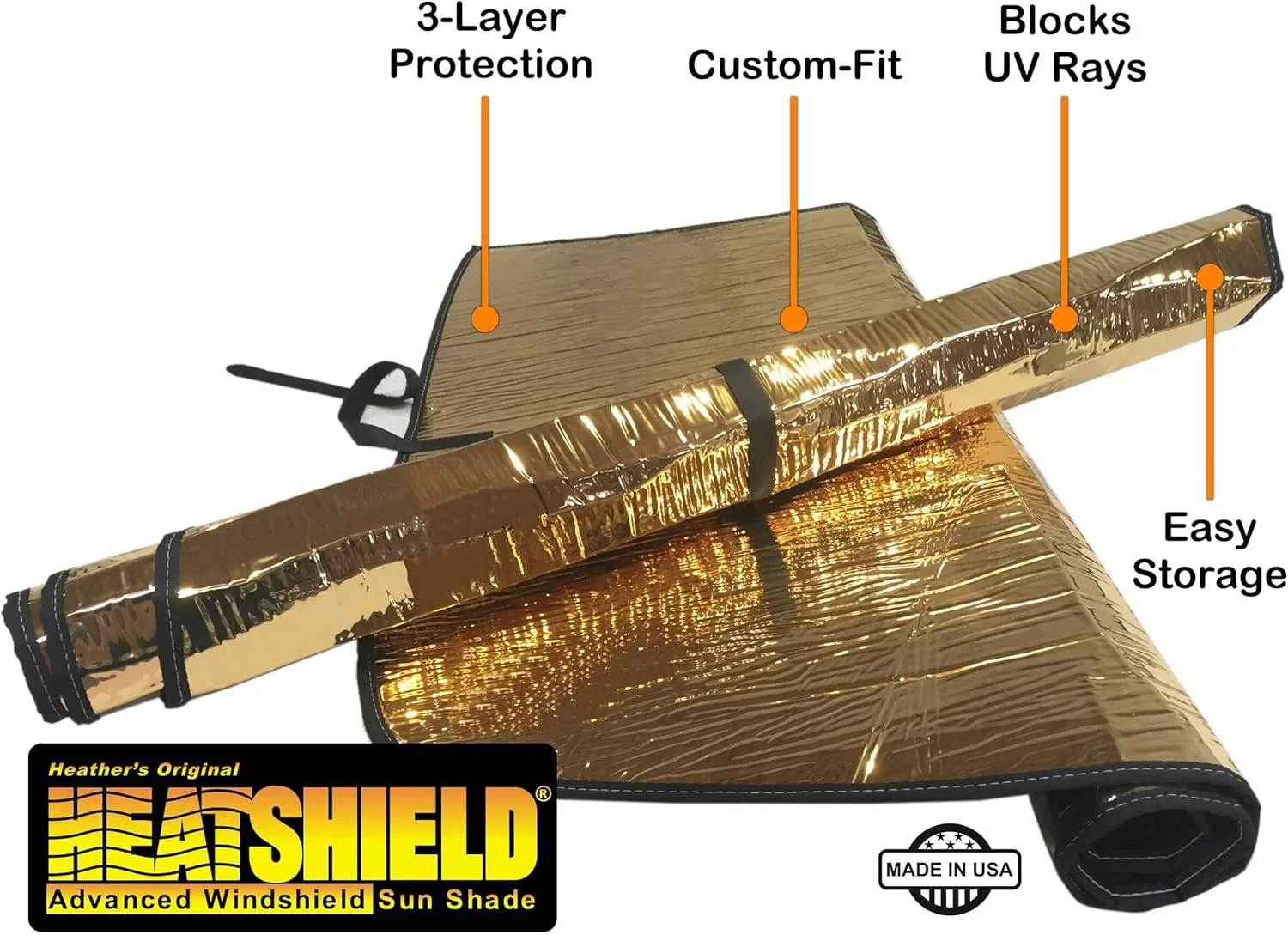 Sun Shade, Heatshield Custom-Fit Gold Series for Rivian R1S, 2022-2025 - Image 3