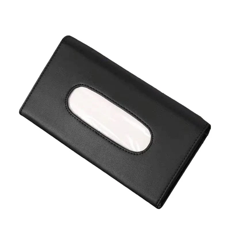 Sun Visor Tissue Storage Box, PU Leather, Black for Rivian