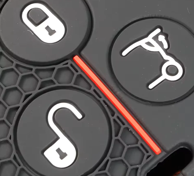 Smart Car Fortwo 3 Button Key Silicone Protector Case Holder, Black / Red - Image 4