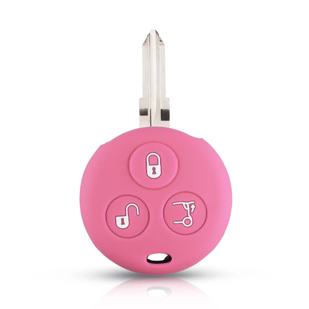 Smart Car Fortwo 3 Button Key Silicone Protector Case Holder, Pink - Image 2