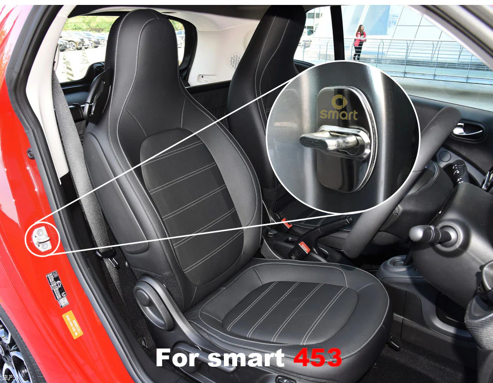 Smart Car Fortwo, 453, Door Latch Covers, Black Stainless Steel, 2pc Set