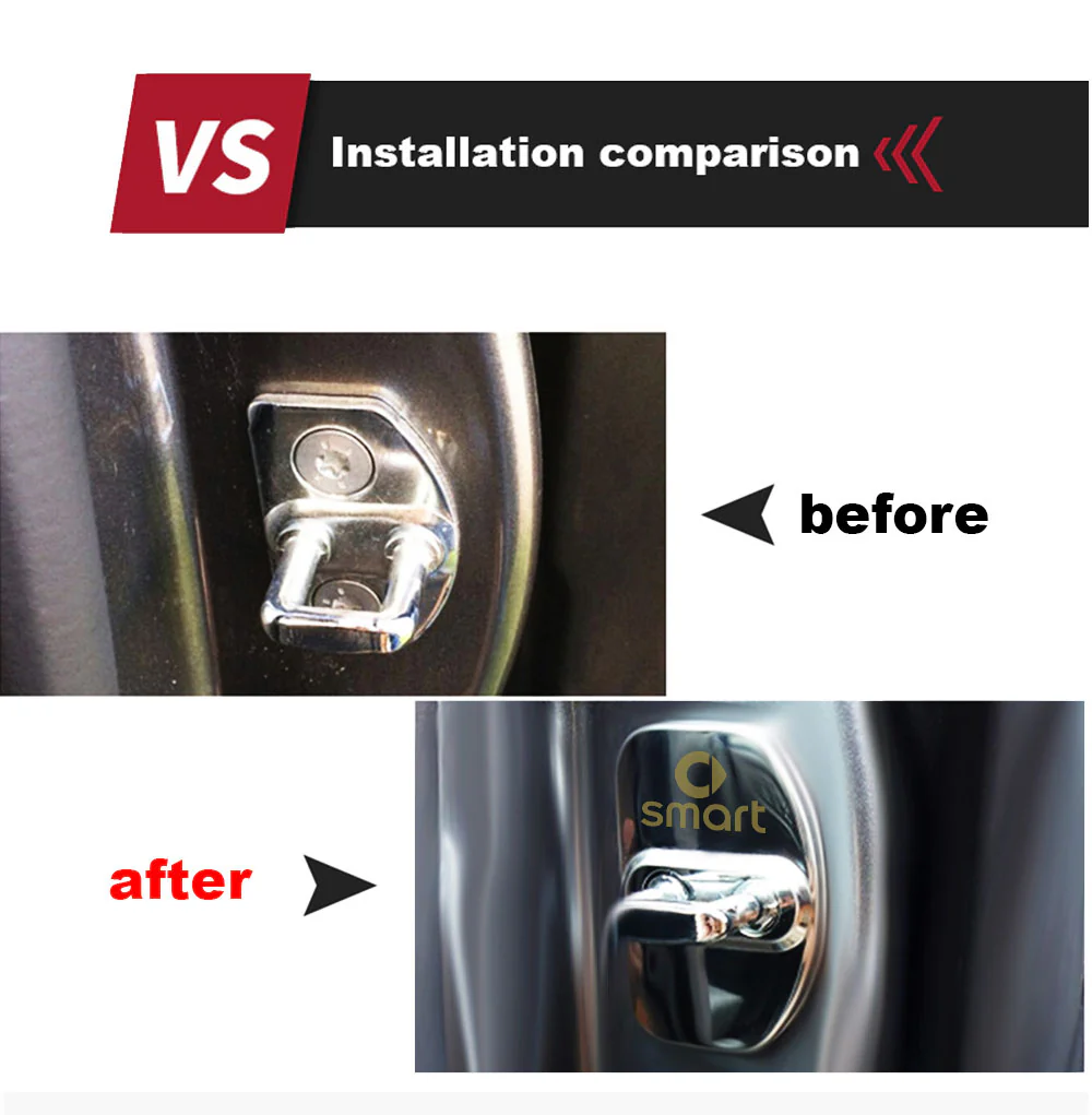 Smart Car Fortwo, 453, Door Latch Covers, Black Stainless Steel, 2pc Set - Image 2