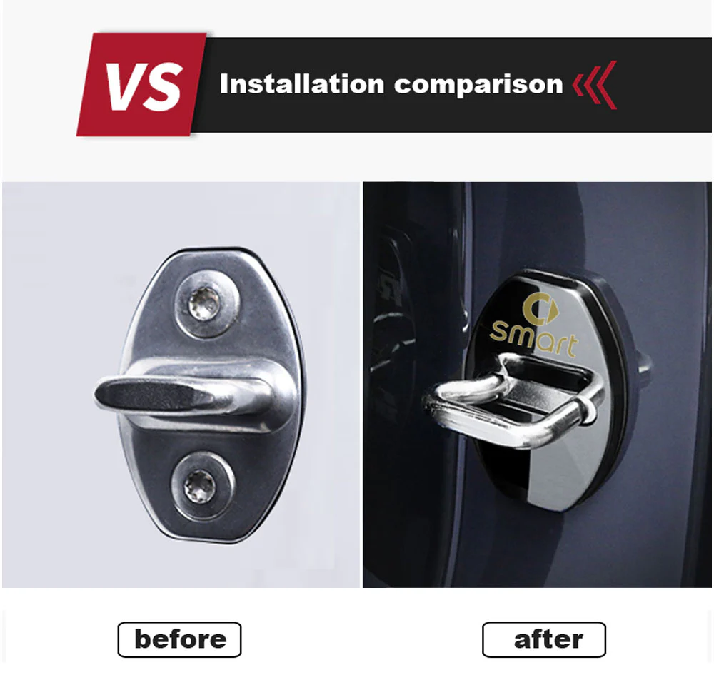 Smart Car Fortwo, 453, Door Latch Covers, Black Stainless Steel, 2pc Set - Image 3