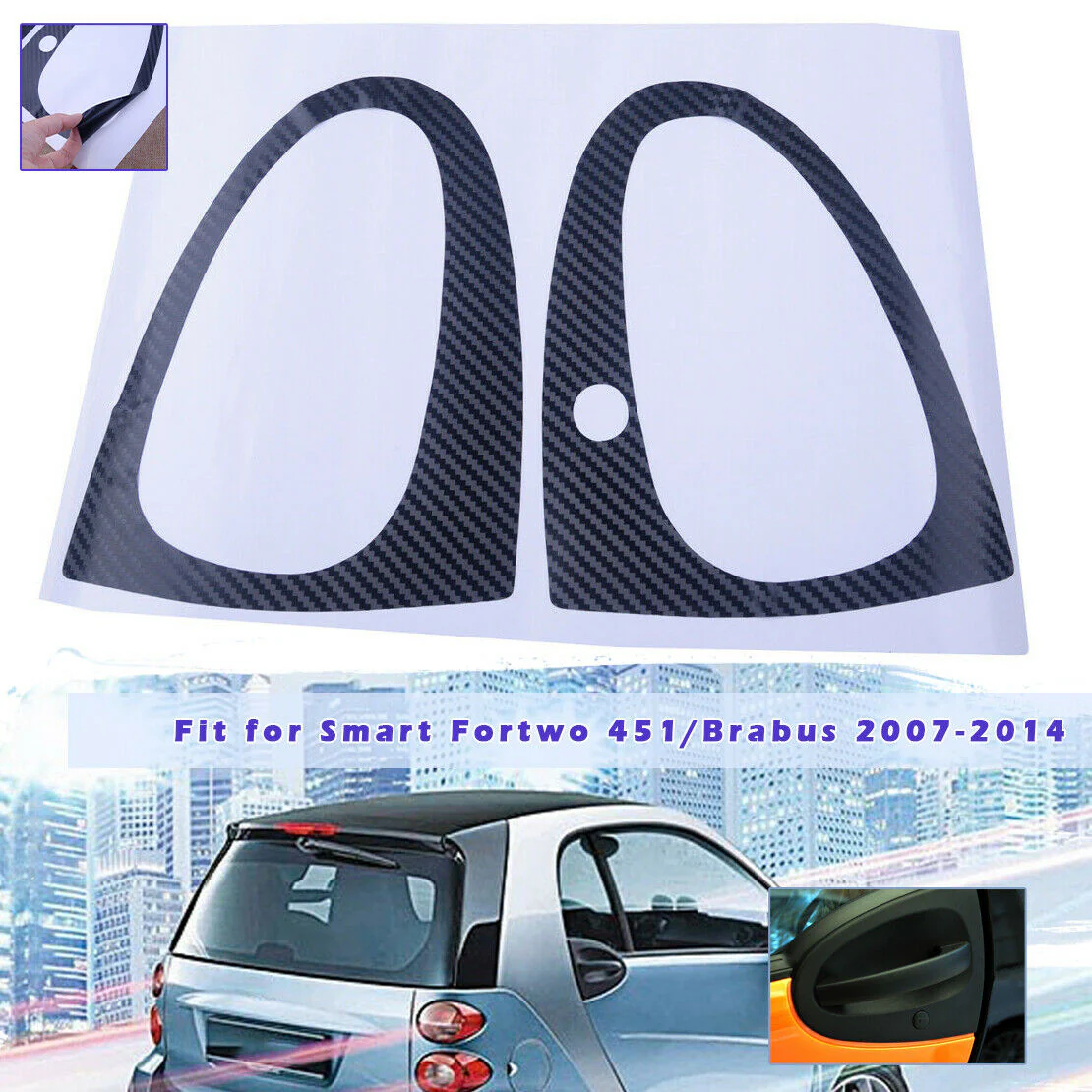 Smart Car Fortwo Door Handle Vinyl Decals, Many Colors, 2007-2014 - Image 3