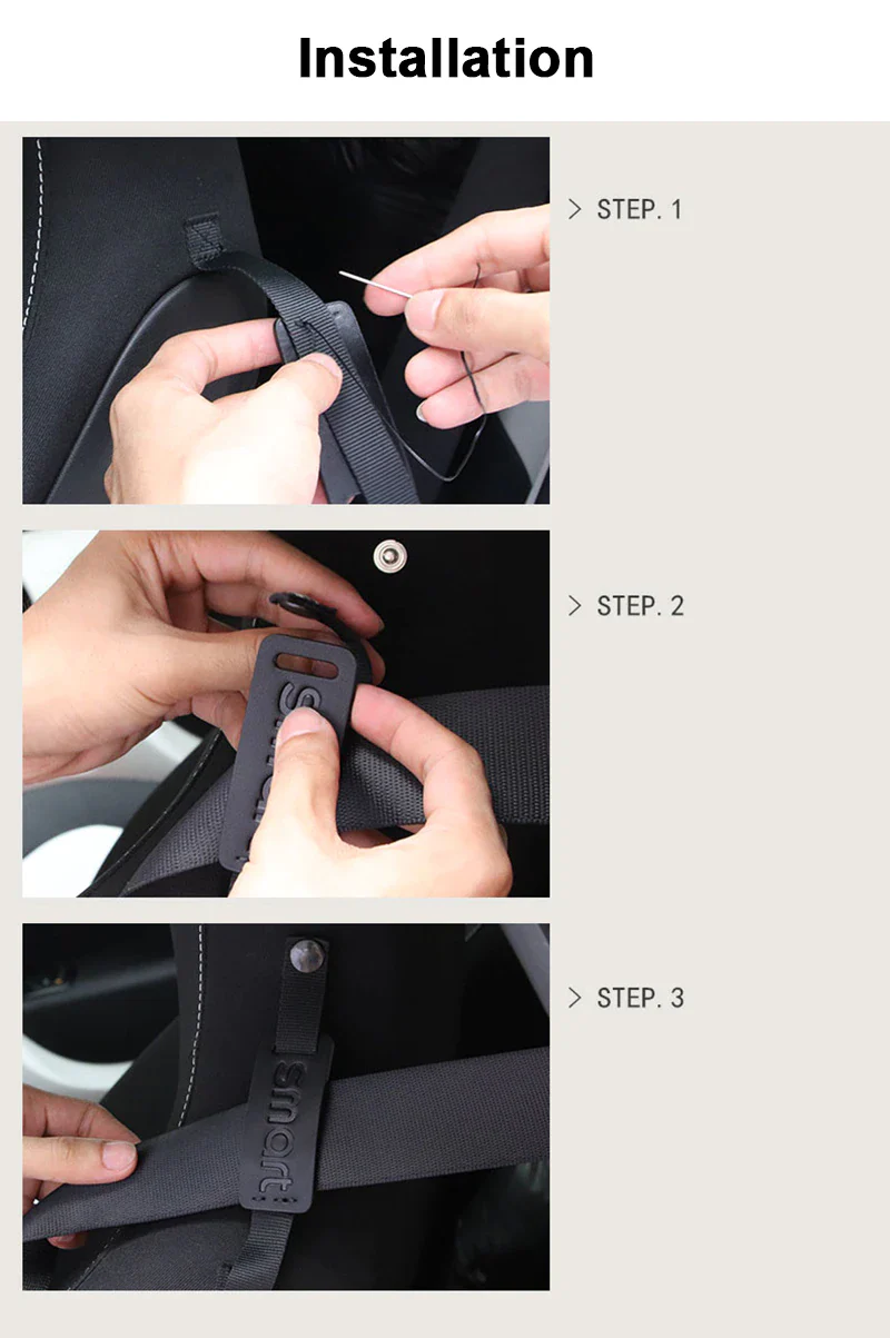 Smart Car Fortwo, Forfour 453 Leather Seat Belt Holder Badge, Neck Protector, 2015-2018 - Image 7