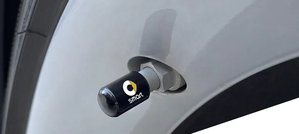 Smart Car Fortwo, Forfour, Aluminum Black Valve Stem Caps With Smart Logo - Image 2