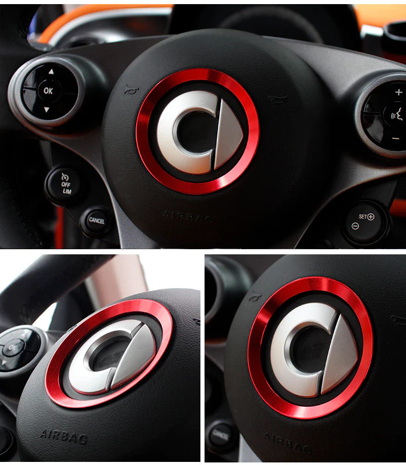 Smart Car Fortwo, Forfour Steering Wheel Emblem Trim Ring, Stainless Steel, 2015-2019 - Image 2
