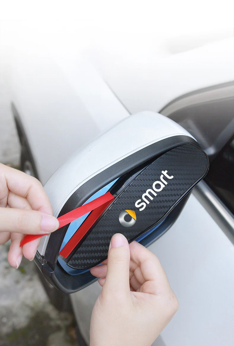 Smart Car Fortwo Side Mirror Rain Covers, Carbon Fiber ABS - Image 2