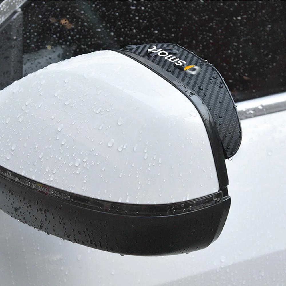 Smart Car Fortwo Side Mirror Rain Covers, Carbon Fiber ABS - Image 3
