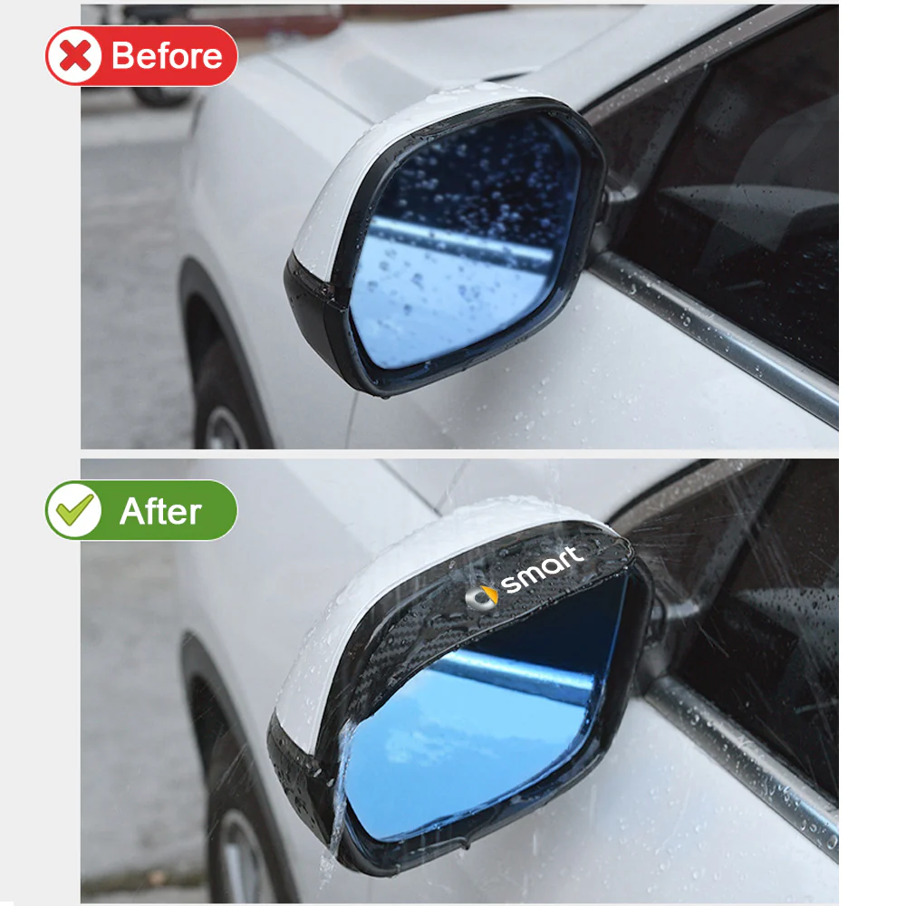 Smart Car Fortwo Side Mirror Rain Covers, Carbon Fiber ABS - Image 7