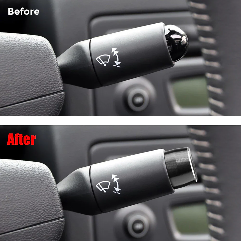 Smart Car Fortwo Wiper Switch End Cap Cover, Black Aluminum, 2-Pc Set, 2009-2014 - Image 2