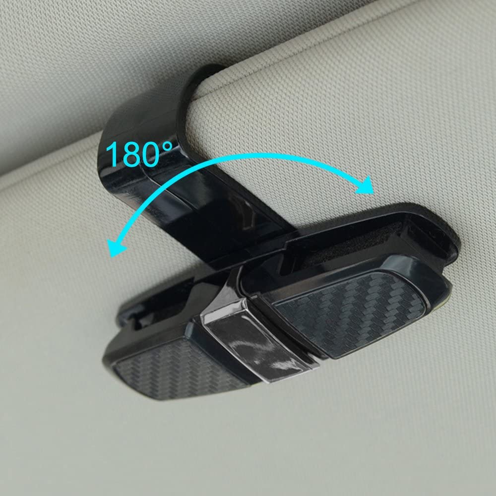 Sun Visor Sunglasses, Mount W/ Ticket Card Clip, Black Carbon Fiber - Image 2