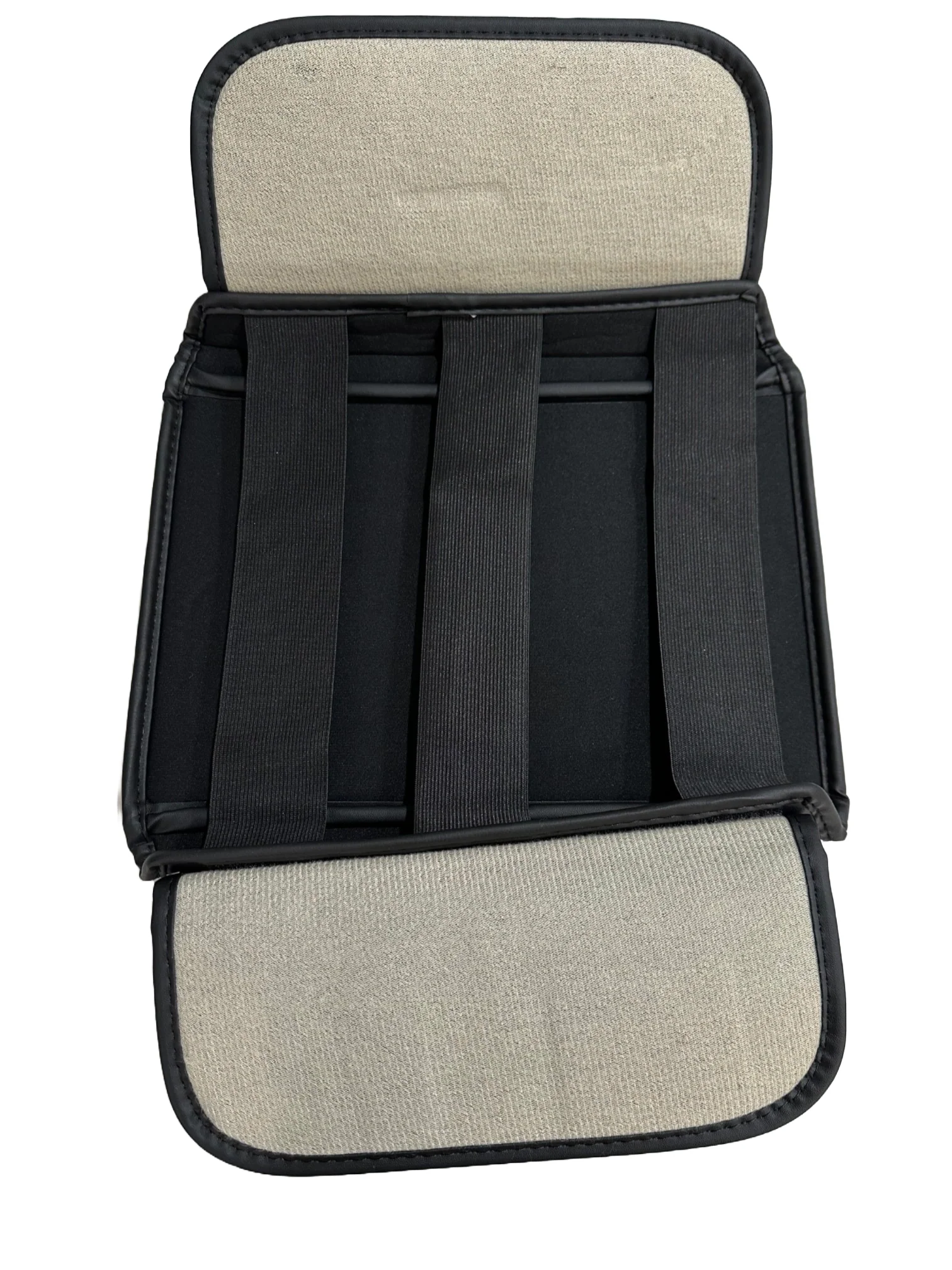 Tesla Cybertruck Leather Padded Diamond Pattern Console Cushion Armrest Cover W/ Pockets, Black, 2023-2025 - Image 2