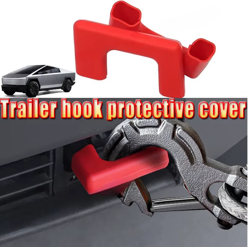 Tesla Cybertruck Red Silicone Tow Hook Covers - Image 2