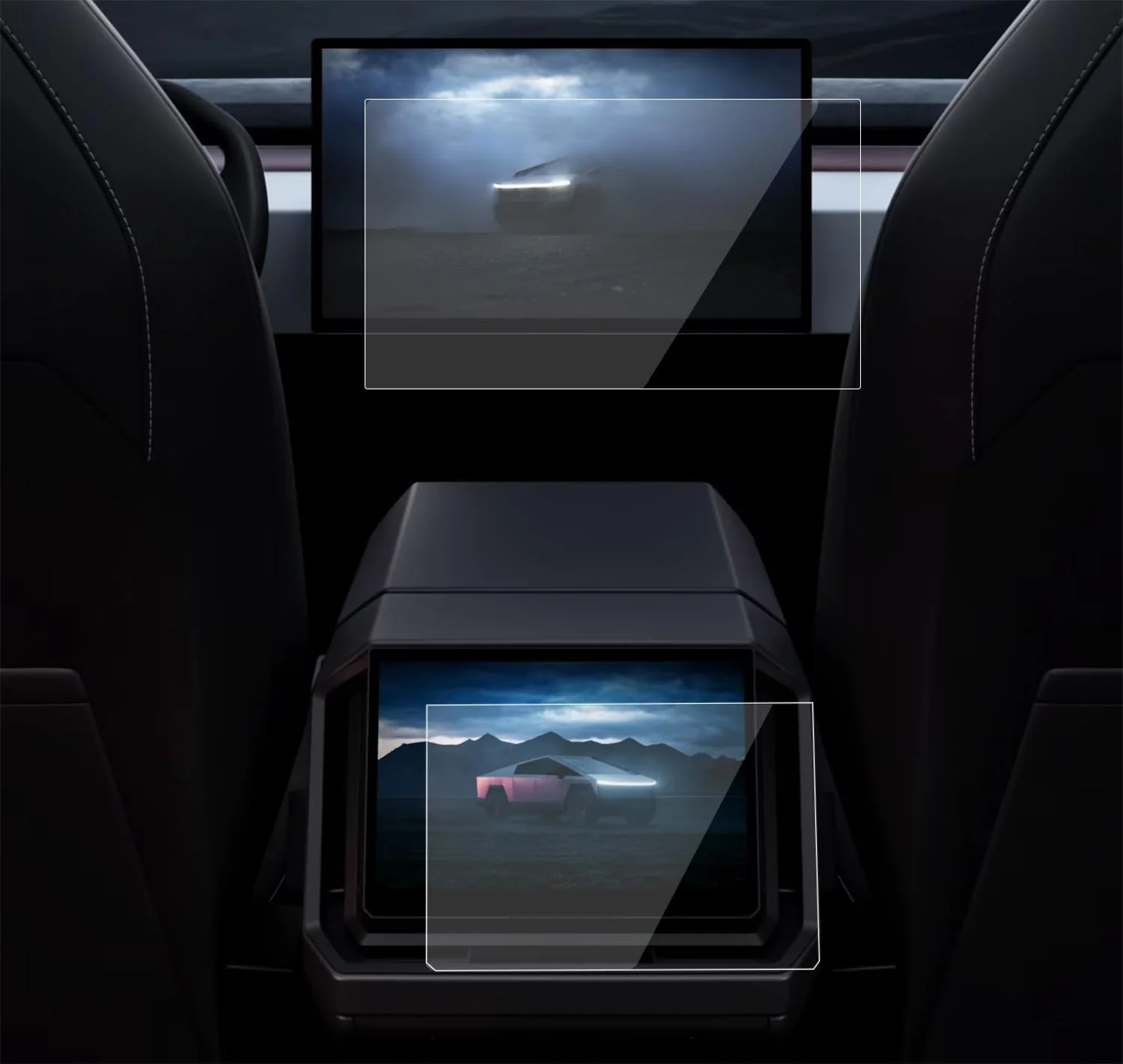 Tesla Cybertruck Screen Protectors Front & Back Clear HD, 9H, 2023-2024 - Image 2